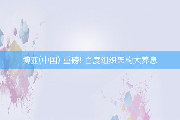 博亚(中国) 重磅! 百度组织架构大养息