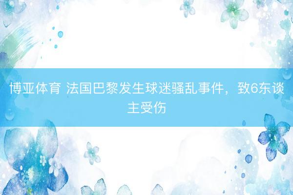 博亚体育 法国巴黎发生球迷骚乱事件，致6东谈主受伤
