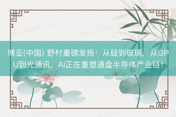 博亚(中国) 野村重磅发扬：从硅到玻璃，从GPU到光通讯，AI正在重塑通盘半导体产业链！