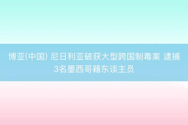 博亚(中国) 尼日利亚破获大型跨国制毒案 逮捕3名墨西哥籍东谈主员