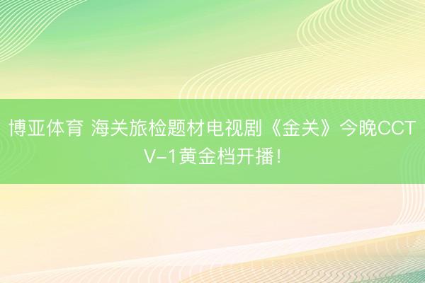 博亚体育 海关旅检题材电视剧《金关》今晚CCTV-1黄金档开播！
