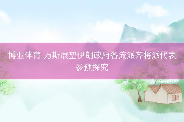博亚体育 万斯展望伊朗政府各流派齐将派代表参预探究