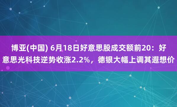 博亚(中国) 6月18日好意思股成交额前20：好意思光科技逆势收涨2.2%，德银大幅上调其遐想价