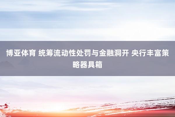 博亚体育 统筹流动性处罚与金融洞开 央行丰富策略器具箱